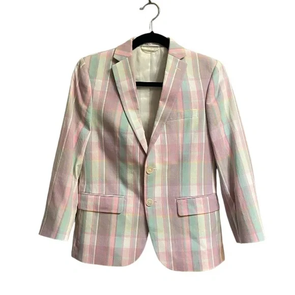 Lauren Ralph Lauren Boys Pastel Madras Blazer, Size 14R - Picture 3 of 13